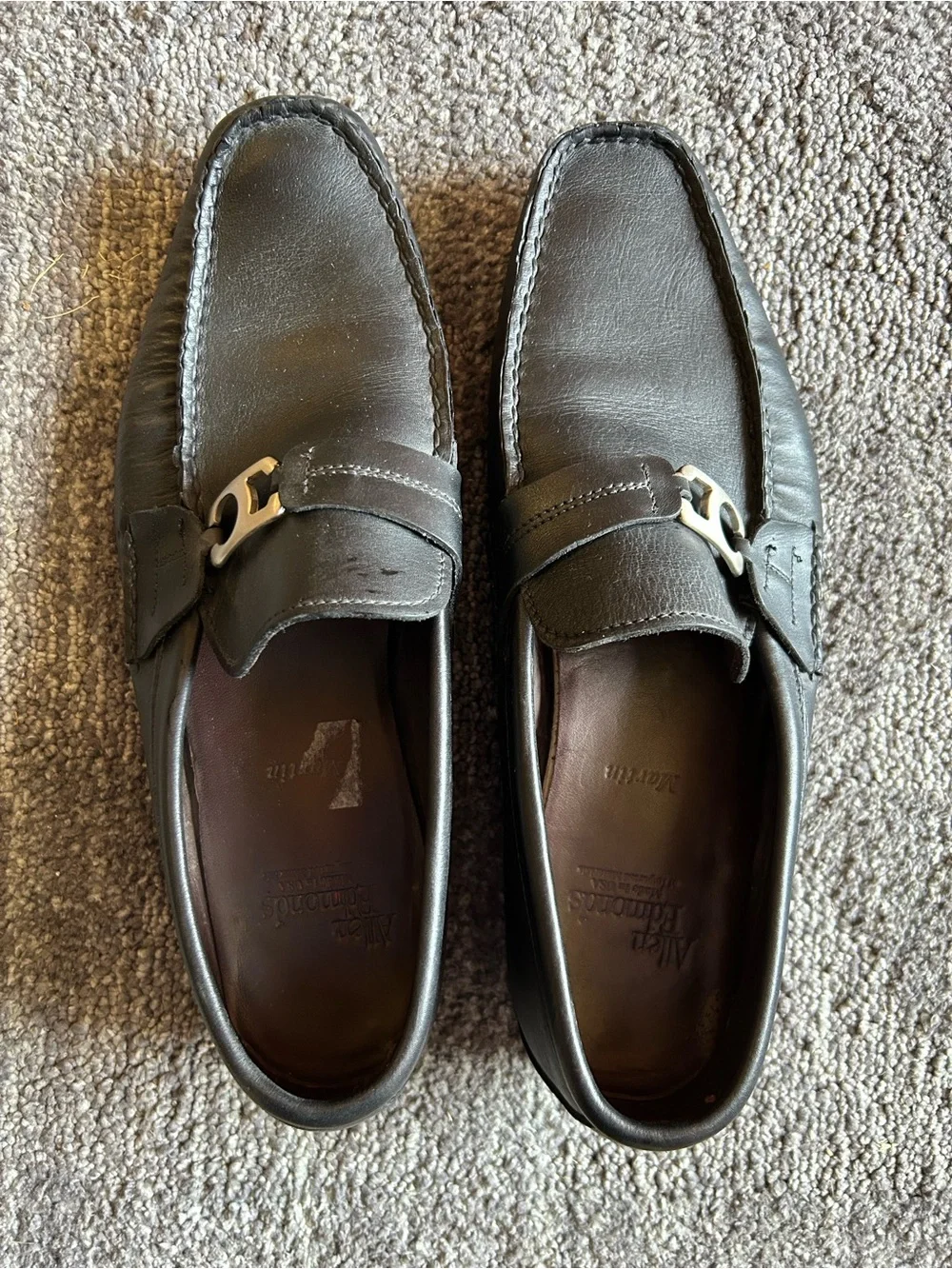 Allen Edmonds Black Leather Bit Slip-On Loafers